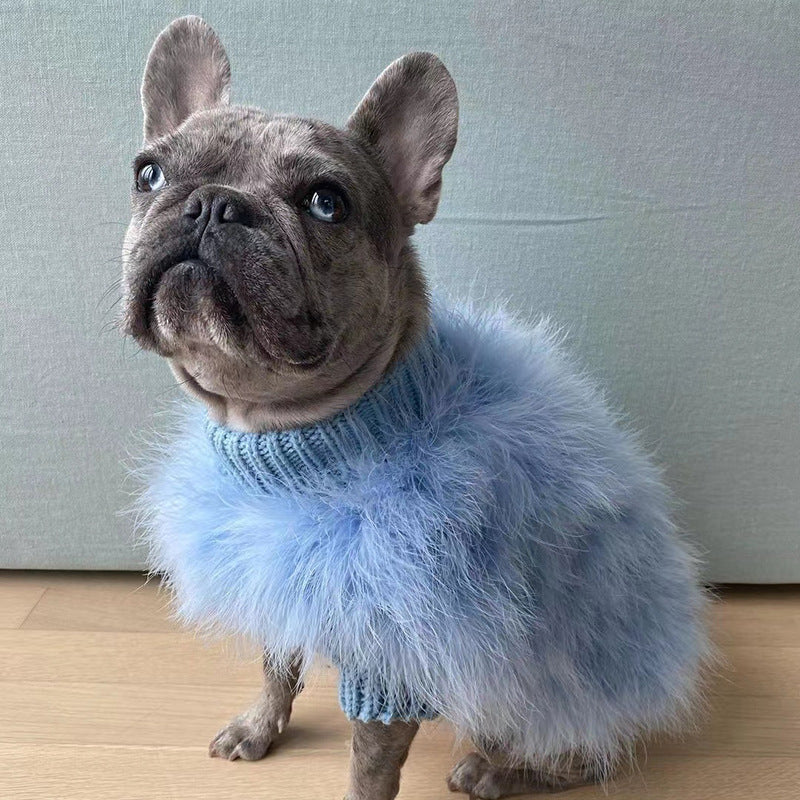 Pet Feather Knit Sweater Blue