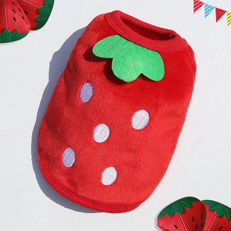 Pet Sweater Cute Fleece Strawberry