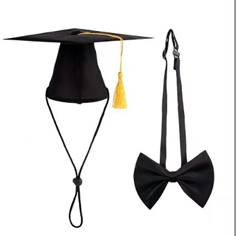 Funny Pet Headwear Graduation Cap and Bow Tie