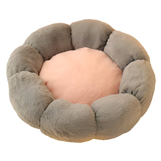  Pet Bed Round Flower Gray