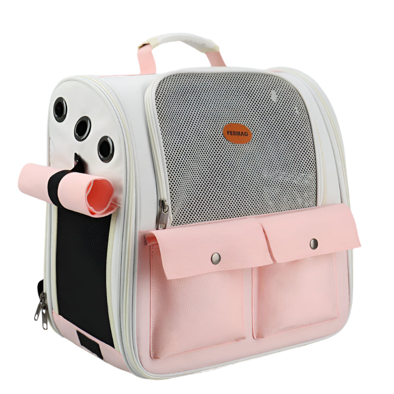 Pet Backpack with Pockets Pink