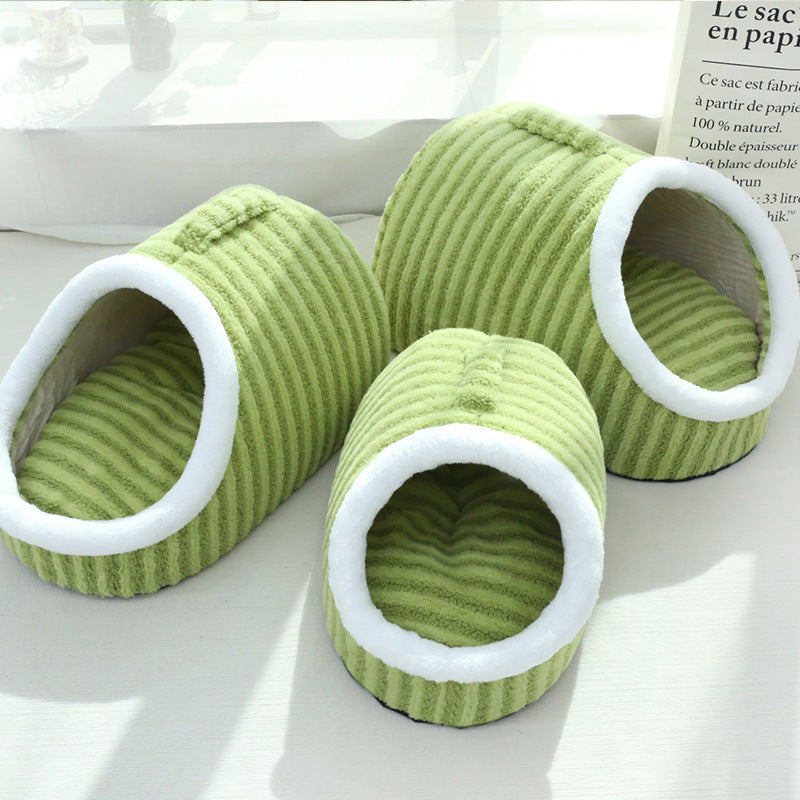 Pet Bed Striped Green