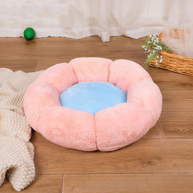 Pet Bed Round Flower Pink