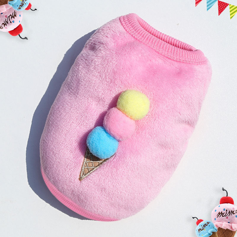 Pet Sweater Cute Fleece Pink Ice Cream